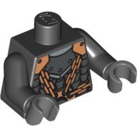 Lego Torso Scale Mail, Copper Shoulder Armour and Chains Front and Back Print, Black Arms, Dark Bluish Gray Hands / Black