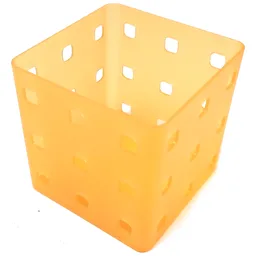 Clikits Container, Utensil Holder, Cube 9 x 9 x 6, 9 Holes Each Side / Trans-Flame Yellowish Orange