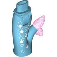 Lego Minidoll Hips and Fishtail (Mermaid) with Silver Decorations, Lavender Tail Print / Medium Azure