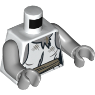 Lego Torso Torn Dress with Dark Tan Waist Band Print (Zombie Bride), Light Bluish Gray Arms and Hands / White