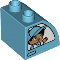 Lego Duplo Brick 2 x 2 x 1 1/2 with Curved Top, Boy with Cap Print