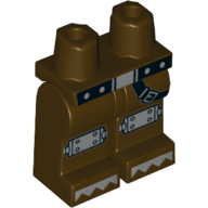 Lego Hips and Dark Brown Legs with Black Belt, Strap, Metal Knee Pads, Toes / Dark Brown
