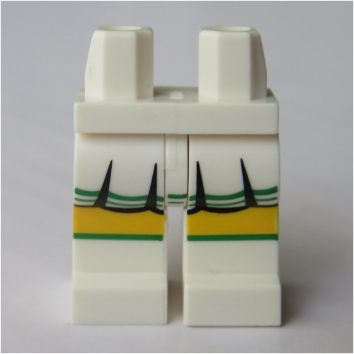 Lego Hips and White Legs with Green and White Short Skirt and White Shoes Print / White