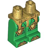Lego Hips and Green Legs with Pearl Gold Knee Pads, Toes, Plates (Aaron) / Pearl Gold