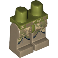 Lego Hips and Dark Tan Legs with Camouflage Print / Olive Green