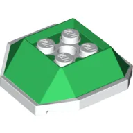 Brick Wedged, Sloped 4 x 4 with White Underside Pattern (Koopa Troopa Shell) / Green