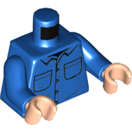 Lego Torso Shirt, Pockets, Print, Blue Arms, Light Nougat Hands / Blue
