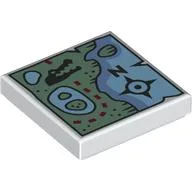 Tile 2 x 2 with Map, Trail, Windrose, Crocodile Print / White