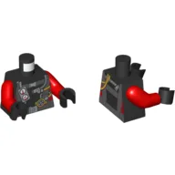 Torso, Wetsuit, Gauge, Dark Grey Straps, Zipper, Hoses Print, Red Arms, Black Hands