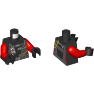 Lego Torso Wetsuit, Gauge, Dark Grey Straps, Zipper, Hoses Print, Red Arms, Black Hands / Black