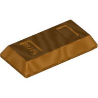 Lego Tile Special 1 x 2 with Sloped Walls AKA Money / Gold Bar [Ingot] / Metallic Gold