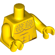 Lego Torso Bare Chest with Curly Hair Print, Yellow Arms and Hands / Yellow