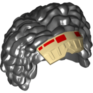 Lego Hair with Goggles, Tight Curls with Tan Macrobinocular Goggles Pattern / Black
