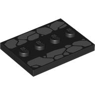 Lego Plate Special 3 x 4 with 1 x 4 Center Studs and Dark Bluish Grey Stone Path print / Black