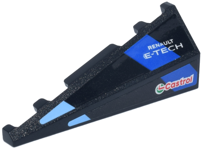 Lego Wedge 5 x 2 Right with Blue and Bright Light Blue Stripes and White 'RENAULT E-TECH' and Red and Green 'Castrol' Logos Pattern (Stickers) - Set 77248
