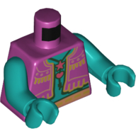 Lego Torso Vest with Heart and Star Necklace Print, Dark Turquoise Arms and Hands / Magenta