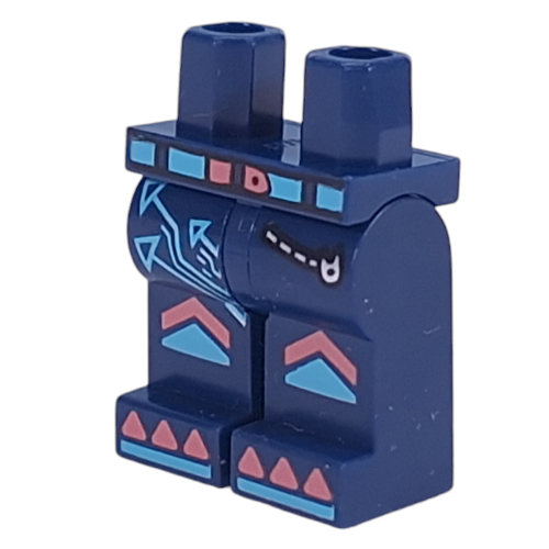 Lego Hips and Dark Blue Legs with Medium Azure/Coral Belt, Knee Pads, Claws, Silver Zipper Pocket print