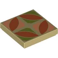 Tile 2 x 2 with Dark Orange, Olive Green, and Nougat Floor Tile Print / Tan