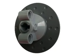 Technic, Steering Axle with 2 Pin Holes with Dark Bluish Gray Brake Rotor 3 Pin Holes Round (11950 / 35189)