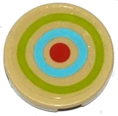 Tile, Round 2 x 2 with Bottom Stud Holder with Lime, Medium Blue and Red Target Pattern (Sticker) - Set 41051