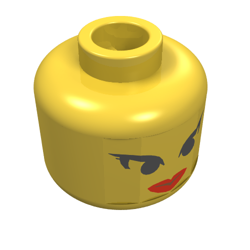 Lego Minifig Head Sandy Moondust, Red Lips and Eyelashes Print [Blocked Open Stud] / Yellow