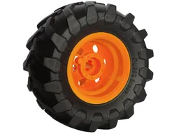 Wheel 30.4mm D. x 20mm with No Pin Holes and Reinforced Rim with Black Tire 56 x 26 Tractor (56145 / 70695) / Orange