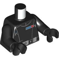 Torso, Imperial Commander Uniform, Silver Belt Buckle, Red/Blue Badge Print, Black Arms and Hands / Black