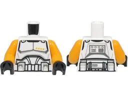 Torso SW Armor Clone Trooper Commander Black Belt and 4 Bright Light Orange Dots Pattern / Bright Light Orange Arms / Black Hands