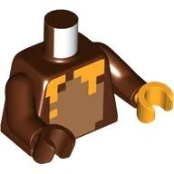 Torso, Odd Hands, Pixelated Medium Nougat Chest, Orange Spots Print, Reddish Brown Arms, Left Reddish Brown Hand, Right Bright Light Orange Hands / Reddish Brown