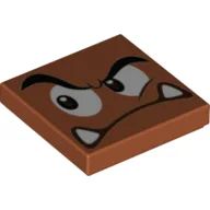 Tile 2 x 2 with Goomba Face Looking Right with Closed Mouth Print / Dark Orange