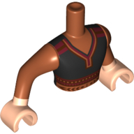 Lego Minidoll Torso Man with Black Tunic, Dark Orange/Dark Red Trim, Dark Orange Arm / Dark Orange