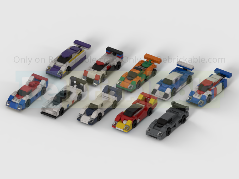 Lego Pack Of 10 Group C Racing Cars - Half Speed Champions Scale