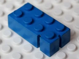 Brick 2 x 4 without Bottom Tubes, Slotted (with 2 slots, near corner left)