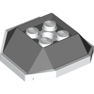 Lego Brick Wedged, Sloped 4 x 4 with White Underside Pattern (Koopa Troopa Shell) / Dark Bluish Gray