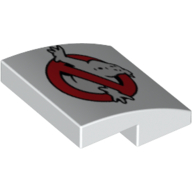 Lego Brick Curved 2 x 2 x 2/3 with Ghostbusters Print / White