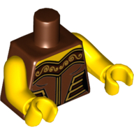 Lego Torso Armour with Gold Decorations Print, Yellow Arms and Hands / Reddish Brown