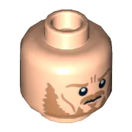 Minifig Head Eomer, Beard and Crow's Feet Frowning / Shouting Print / Light Nougat