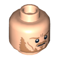 Lego Minifig Head Eomer, Beard and Crow's Feet Frowning / Shouting Print / Light Nougat