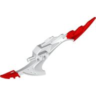 Lego Large Figure Weapon Blade, Shark Tooth with Marbled Red Pattern / White