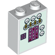 Lego Brick 1 x 2 x 2 with Inside Stud Holder with Stylised Yellow Submarine Control Panel Print / White