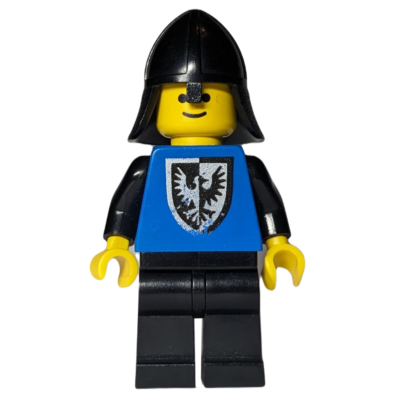 Lego Knight (Black Falcon) - Black Legs, Black Hips, Rounded Shield, Neck-Protector, 3626b