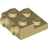 Plate Special 2 x 2 x 2/3 with Two Studs On Side and Two Raised [Solid Anti-stud] / Tan