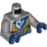 Torso, Armor, Blue and White Shield with Falcon, Yellow and Orange Lightning Print, Flat Silver Arms, Dark Blue Hands