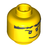 Lego Minifig Head Jayko / Sir Kentis, Pupils, Black Hair, Eyebrows and Wide Smile Print (Jayko) / Yellow