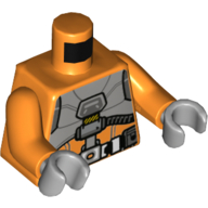 Lego Torso Space Suit, Utility Belt, Light Bluish Grey Chest Plate print, Orange Arms, Light Bluish Gray Hands / Orange