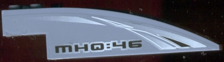 Lego Windscreen 10 x 4 x 2 Curved with Bubble Cutout with 'MHQ:46' Pattern on Both Sides (Stickers) - Set 4746