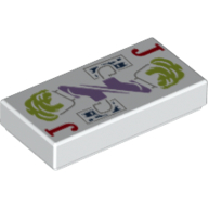 Lego Tile 1 x 2 with Joker Playing Card Print / White