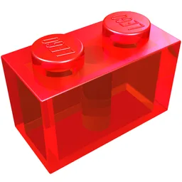 Brick 1 x 2 / Trans-Red