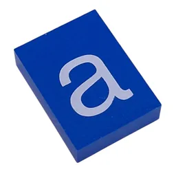 Modulex Tile 3 x 4 with White 'a' Print, without Internal Supports / Modulex Tile Blue