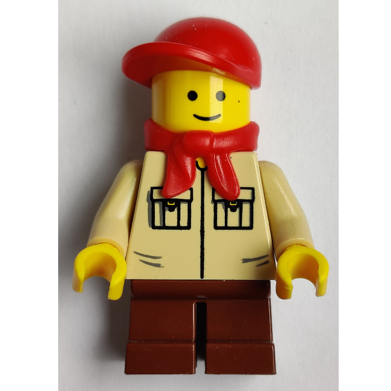 Lego Kid, Tan Torso, Reddish Brown Legs, Red Cap, Bandana